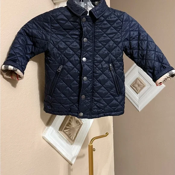 Burberry Navy Quilted Kids Jacket - Picture 3 of 11